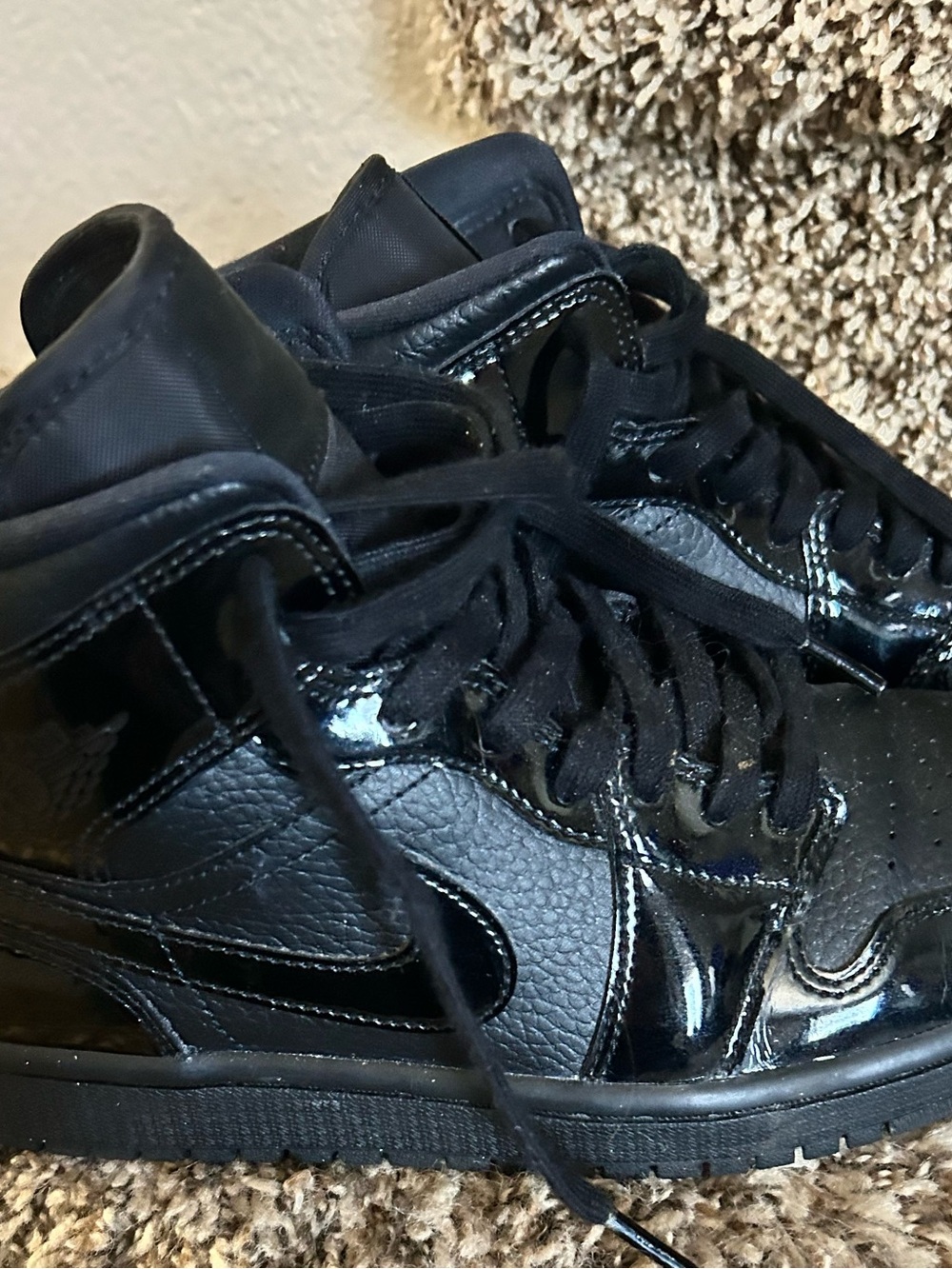 Nike Jordan Women's Black Patent High-Top Sneakers Air Jordan